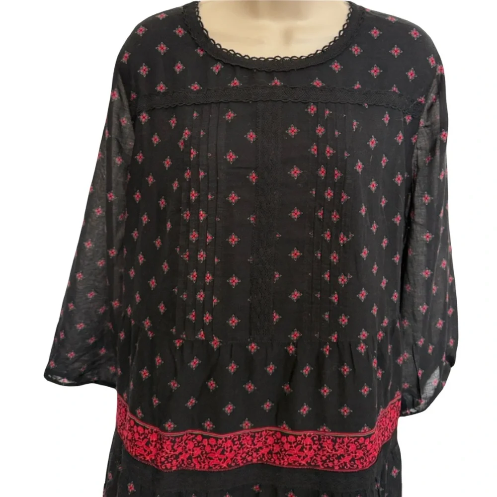 NWT J. Jill Black Floral Pintucked Lace Dress - Picture 5 of 7